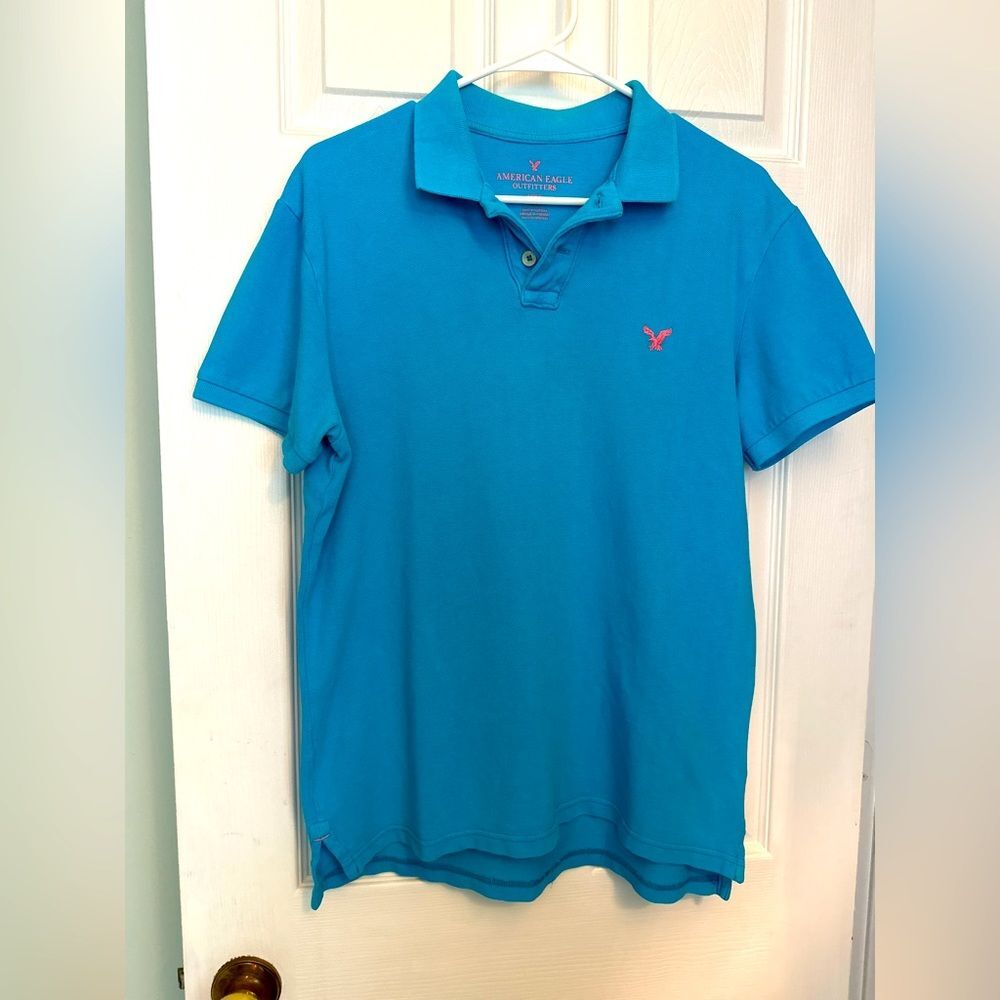 AMERICAN EAGLE Boys Young Men’s Turquoise short sleeve polo shirt Size Medium